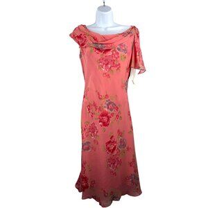 Chic Pink and Red Midi Dress